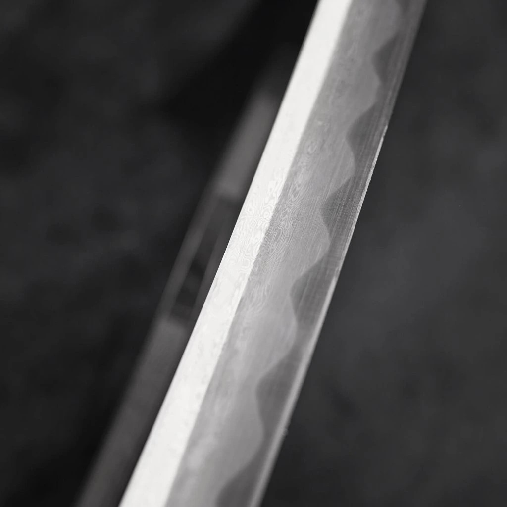 foto Kawashima Katana Tomomi z p�ekl�dan� oceli AISI 1045, �ern� saya s pampeli�kami