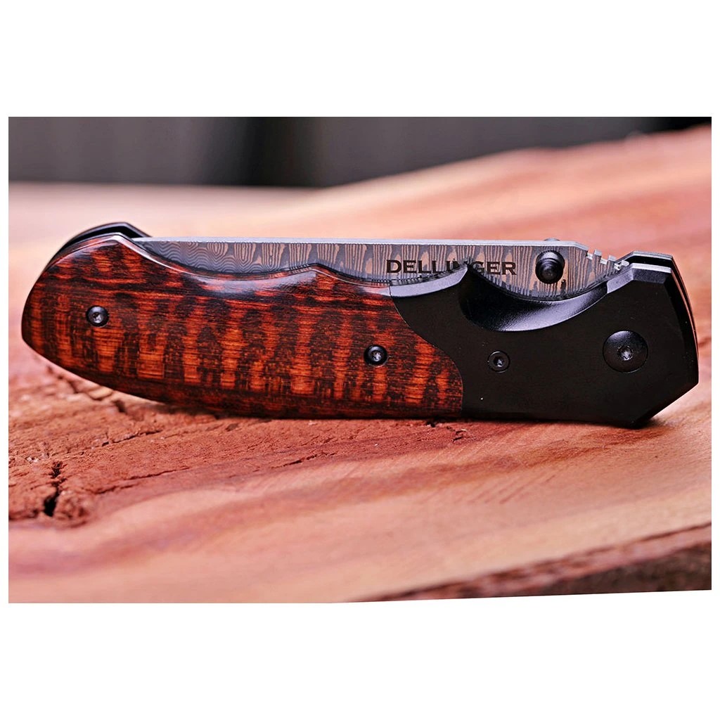 foto Dama�kov� zav�rac� n�� Dellinger Hunter Snake Wood, ocel VG-10