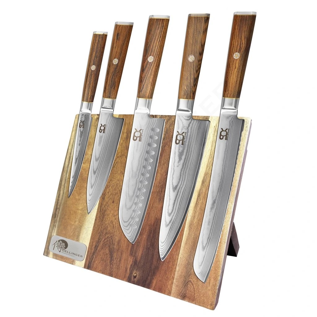 foto sada 5 kuchy�sk�ch no�� SOK Cocobolo White Damascus + magnetick� stoj�nek