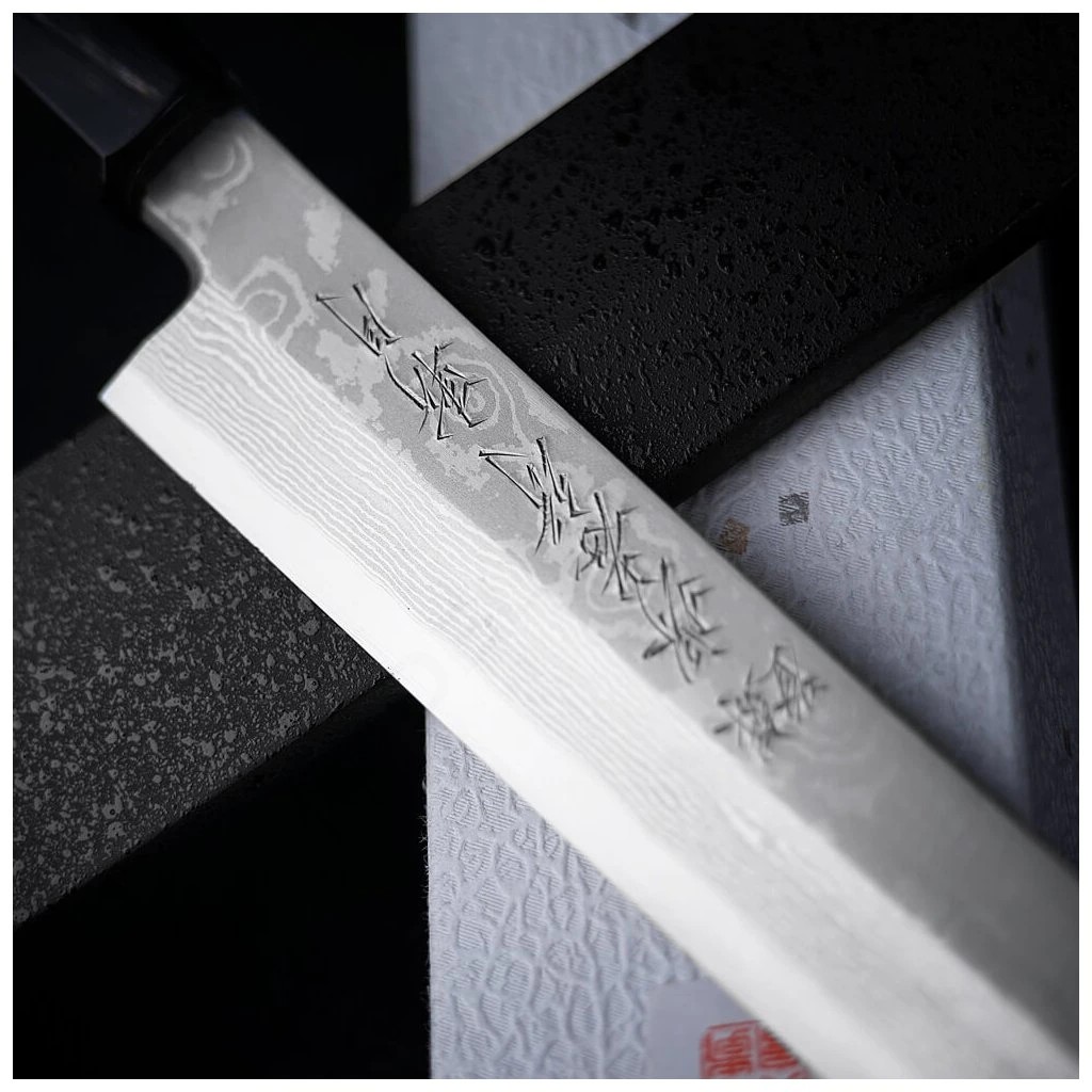 foto Japonsk� n�� Sakai Takayuki Sakimaru 300 mm, Damascus Ginsanko